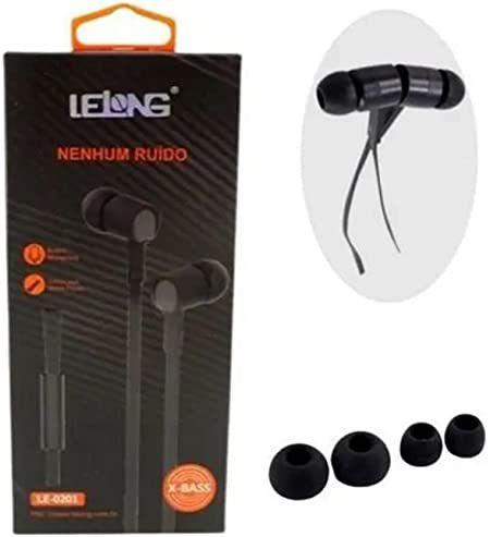 Imagem de Fone de Ouvido X-BASS com Fio Sem Ruidos com Microfone Lelong LE-0201 Preto