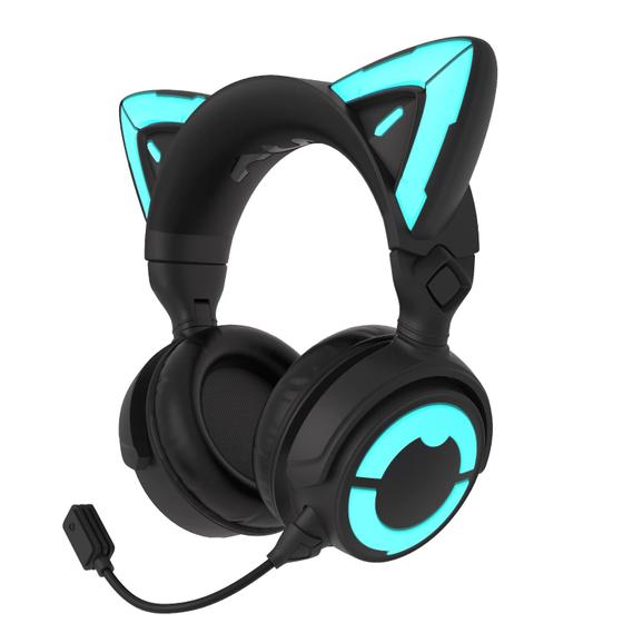 Imagem de Fone de ouvido YOWU RGB Cat Ear Headphone 4 sem fio e com fio preto