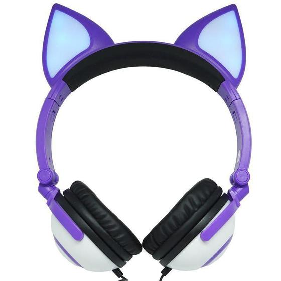 Imagem de Fone DRAIK Gatinho Roxo Com Led