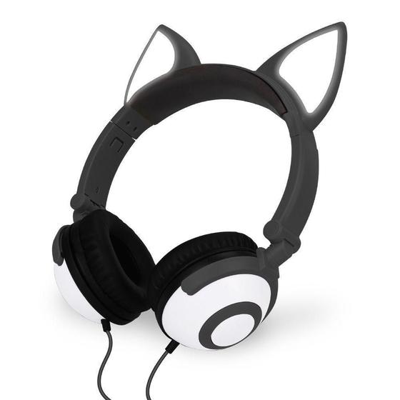 Imagem de Fone Exbom Gatinho Preto Com Led Hf-C30