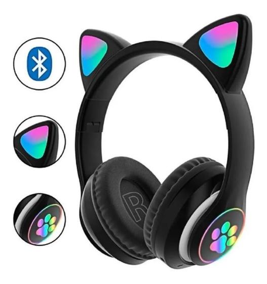 Imagem de Fone Gatinho Headset Sem Fio Led Bluetooth Infantil Meninas