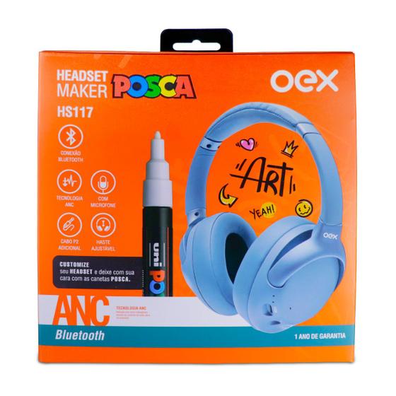 Imagem de Fone Headset Bluetooth 5.0 C/caneta Posca Oex Hs117