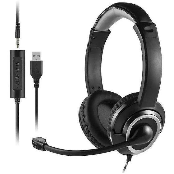 Imagem de Fone Headset com Microfone, Cancelamento de ruído, P3 e USB, Preto, PH427 , MULTILASER  MULTILASER
