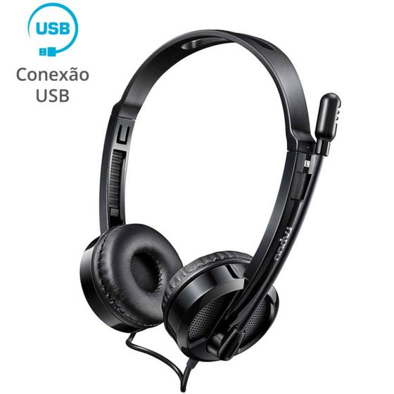 Imagem de Fone Headset com Microfone sem Ruido USB PC Notebook RA020 Preto