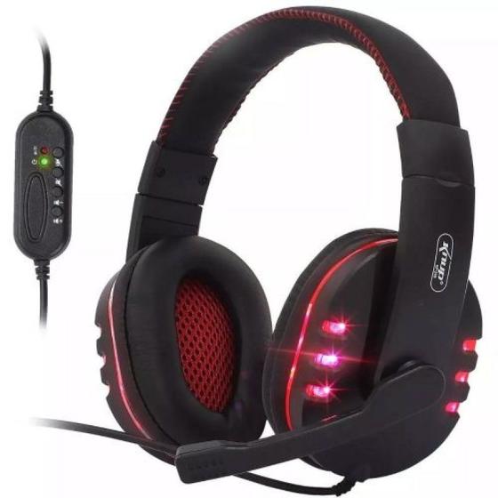 Imagem de Fone Headset Gamer Usb Led Microfone Kp-359 Knup vermelho