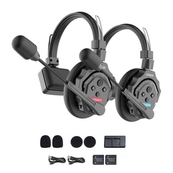 Imagem de Fone Headset Intercomunicador Duplo Sem Fio Synco Xtalk X2