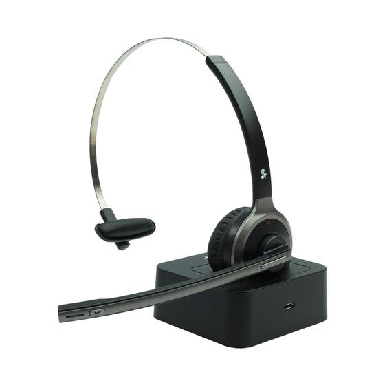 Imagem de Fone headset office sem fio microfone bluetooth 5+ preto com base hs-202