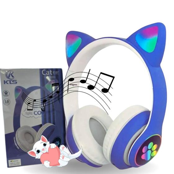 Imagem de Fone Orelha De Gato Headphone Gatinho Com Led Fone Bluetooth Dobrável