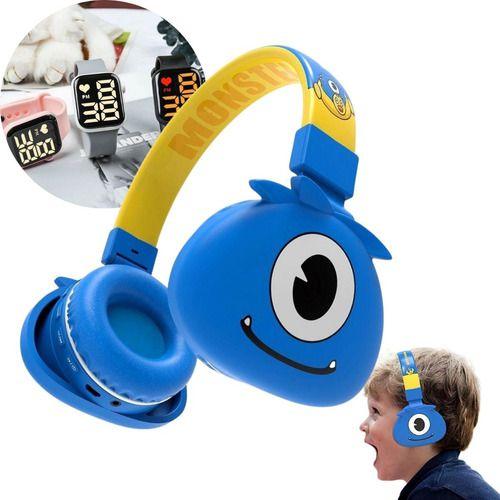 Imagem de Fone Ouvido Bluetooth Infantil Monster + Relogio Led Digital