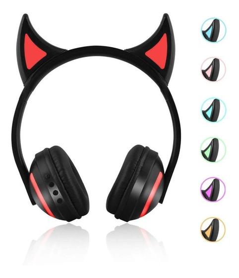 Imagem de Fone Ouvido Bluetooth Orelha Chifre C/ Led Cores Headfone P2