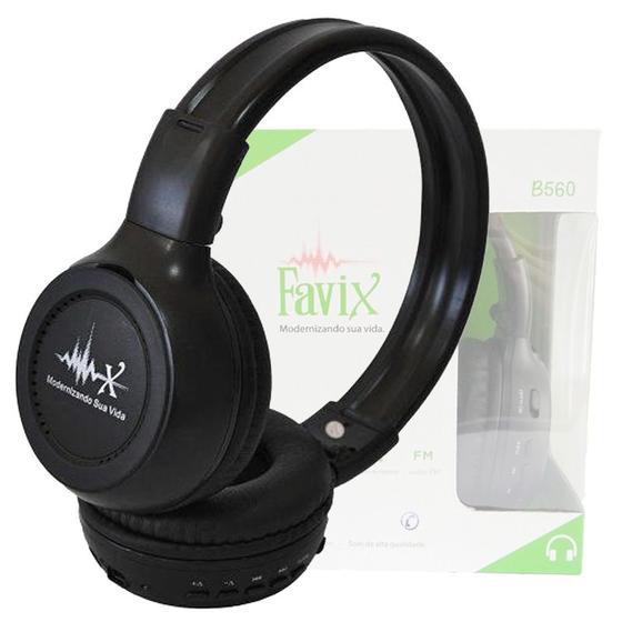 Fone de Ouvido Headphone Bluetooth Sd Preto Favix B560