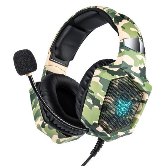 Imagem de Fone Ouvido Gamer Headset Led Onikuma K8 Rgb Jogos Xbox Ps4 Camuflado  verde