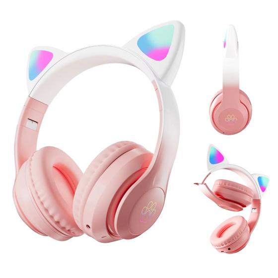 Imagem de Fone Sem Fio Orelha de Gatinho com LED e Bluetooth