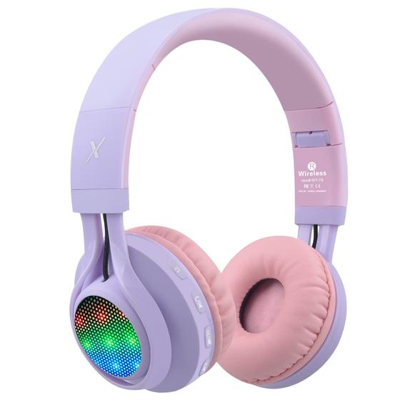 Fones de Ouvido Bluetooth Riwbox WT-7S Kids com Microfone e Luzes LED