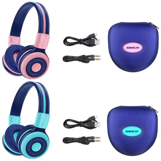 Imagem de Fones de ouvido Bluetooth sem fio SIMOLIO Kids com limite de volume