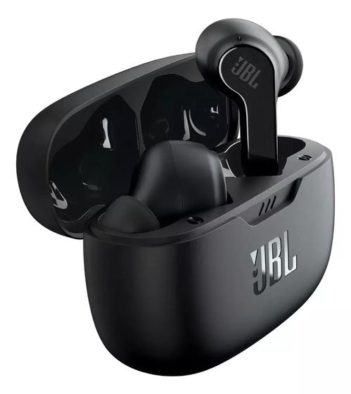 Imagem de Fones de ouvido intra-auriculares sem fio JBL wave Beam pretos com luz LED