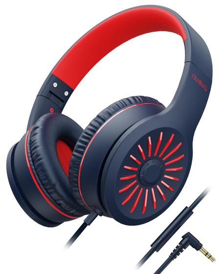 Imagem de Fones de ouvido NIVAVA K16 com fio com microfone para crianças azul escuro