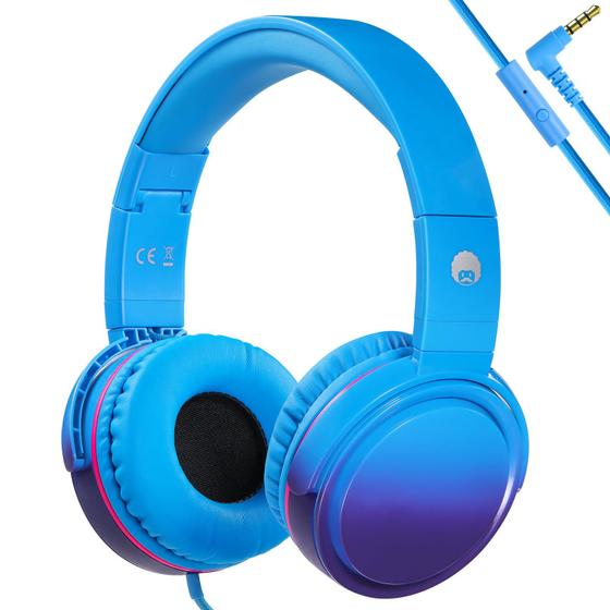 Imagem de Fones de ouvido rockpapa Grade Wired com microfone azul