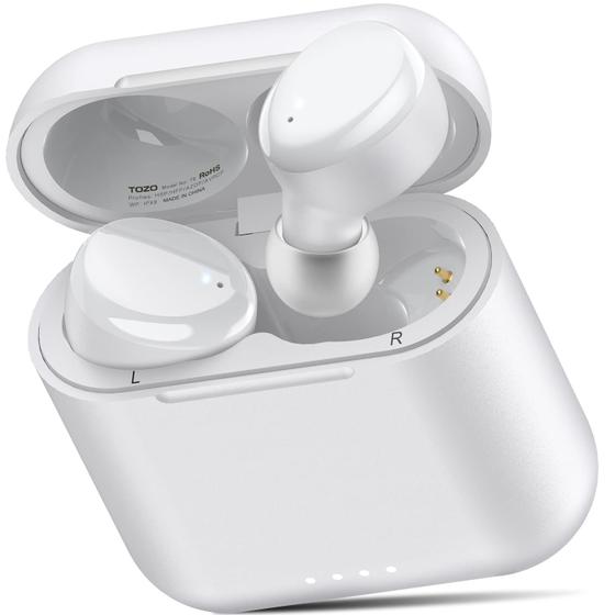 Imagem de Fones de Ouvido Sem Fio TOZO T6 Bluetooth 5.3 - Com Estojo de Carregamento Branco