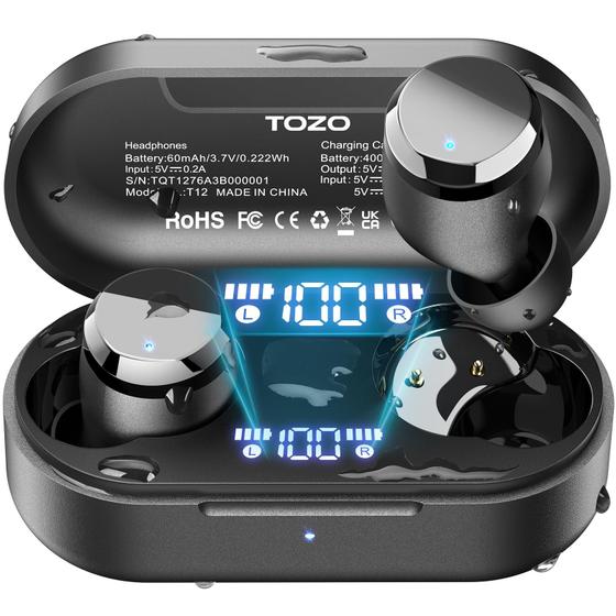 Imagem de Fones de ouvido sem fio TOZO Tonal Dots (T12) Bluetooth 5.3 pretos