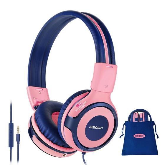 Imagem de Fones de ouvido SIMOLIO Kids com limitador de volume e microfone - rosa