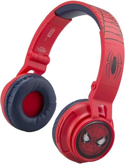 Imagem de Fones ouvido Bluetooth recarregáveis p/crianças Homem-Aranha Longe d/ Casa, c/ microfone e cabo destacável