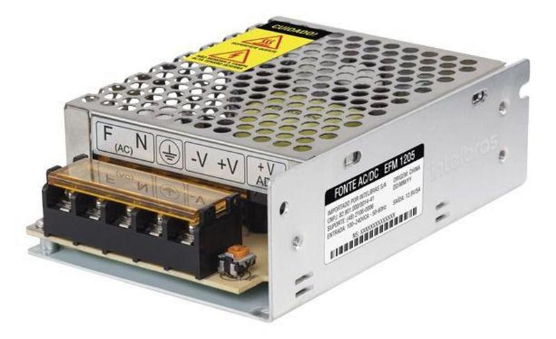 Imagem de Fonte 12v 5a chaveada para cftv automatica com pino efm-1205 tipo colmeia (intelbras)