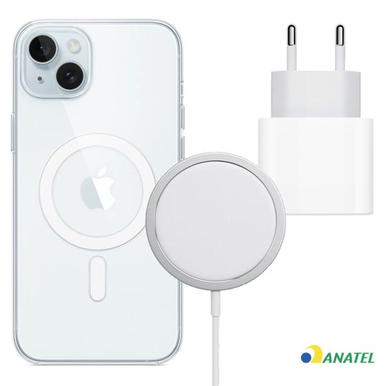 Imagem de Fonte 20W Turbo + Capa + Carregador Magnético por Indução Compatível  iPhone 15