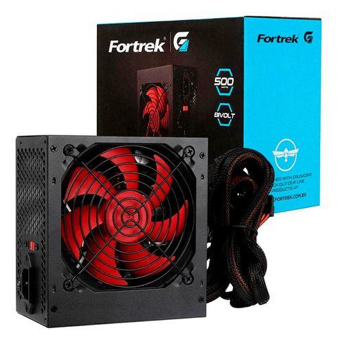 Imagem de Fonte 500w Bivolt Atx Pc Fortrek Crusader Cooler 12cm Cor Preto Silenciosa