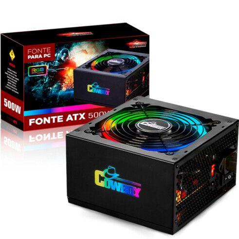 Imagem de Fonte 500W de Alimentação ATX Bivolt Manual com Led RGB - KP-534RGB