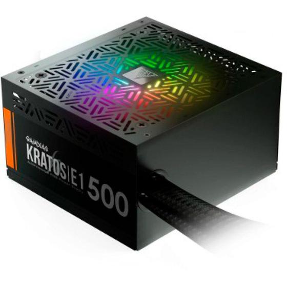 Imagem de Fonte 500W Gamdias Kratos - RGB - Eficiência 80% - 80 PLUS White - E1-500W