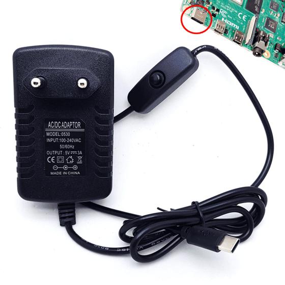 Imagem de Fonte 5v 3a Usb-C 3.1 Conector V8 Para Raspberry U1002