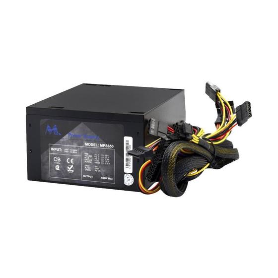 Imagem de Fonte 650W Mtek Mps650 Gamer 20 24 Pinos 12Cm Fan