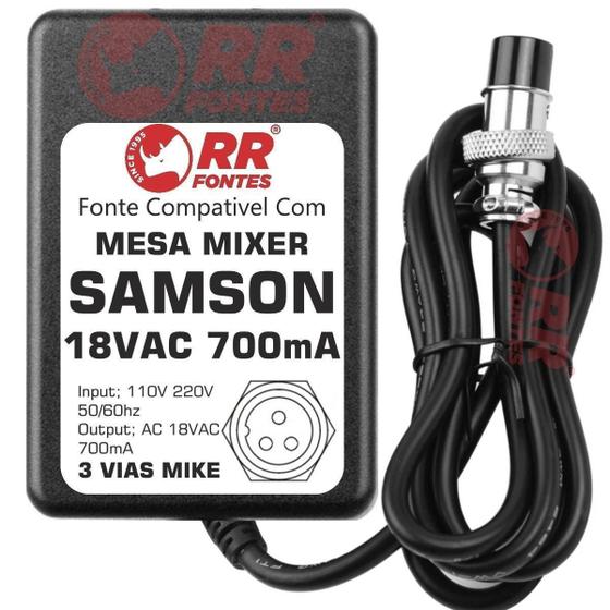 Imagem de Fonte Ac 18V Pra Mesa Som Mixer Samson Mdr6 Mdr8 Mdr10 Mdr16