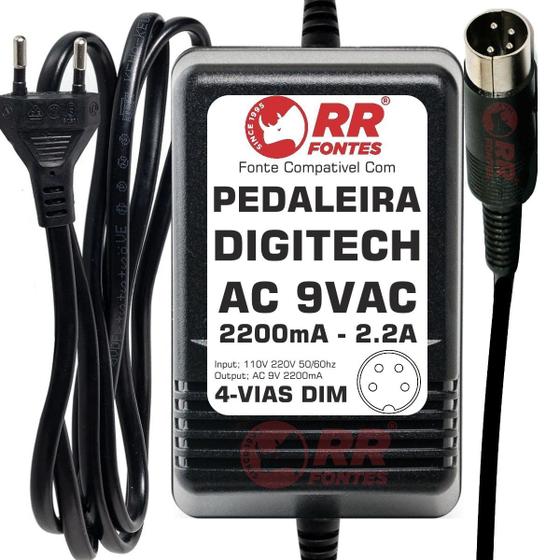 Fonte AC 9V 2.2A 4 Vias Para Pedal Pedaleira Digitech - RR FONTES Imagem de Fonte AC 9V 2.2A 4 Vias Para Pedal Pedaleira Digitech