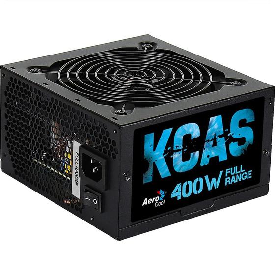 Imagem de Fonte Aerocool KCAS, 400W, 80 Plus White, PFC Ativo, Sem Cabo, Preto - KCAS-400W