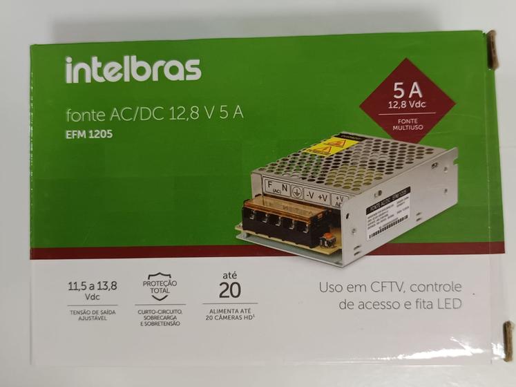 Imagem de Fonte Alimentação Intelbras CFTV AC/DC 12,8V 5A EFM 1205