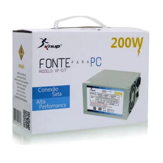 Imagem de Fonte ATX 200w Alta Performance Sata 24 Pinos Bivolt Manual Knup - KP-517