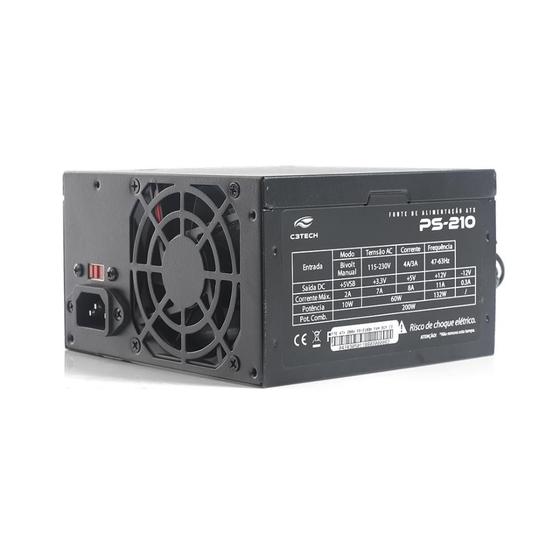 Imagem de Fonte ATX 200W PS-210BK Preta Sem Cabo C3Tech