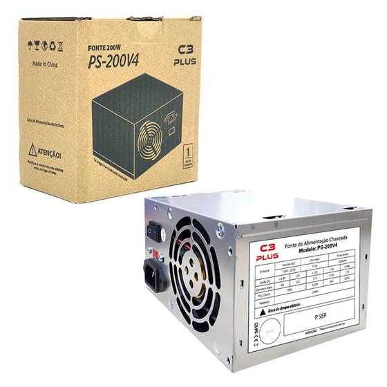 Imagem de Fonte atx 200w reais sata ps-200v4 s/cabo c3 tech