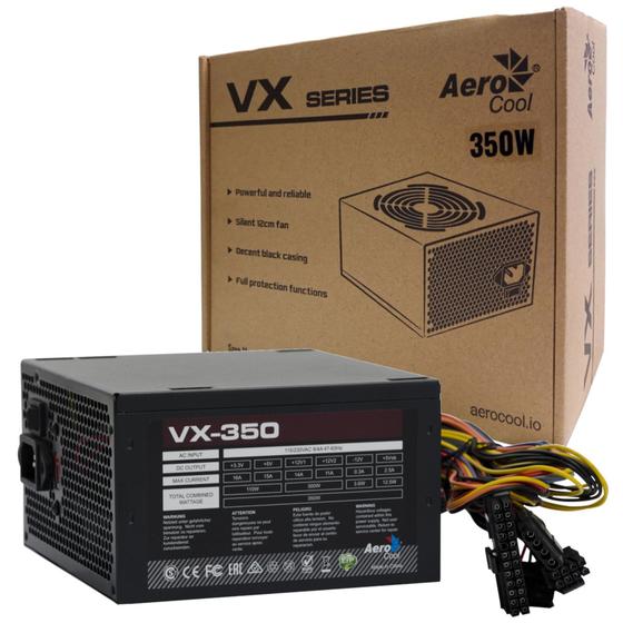 Imagem de Fonte Atx 350W Real Aerocool VX-350 Bivolt 110-220V Com Chaveamento Manual