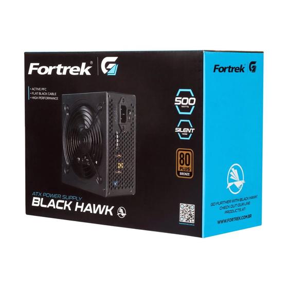 Imagem de Fonte ATX 500W 80 Plus Bronze PFC Ativo Black Hawk - Fortrek