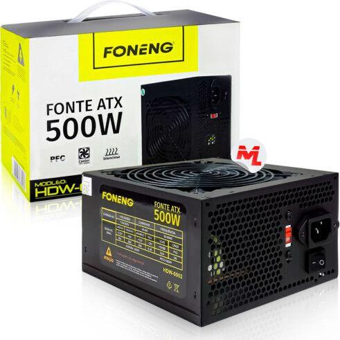 Imagem de Fonte ATX 500W Para PC Bivolt Manual com Cabo De Alimentação - HDW-0002 6G