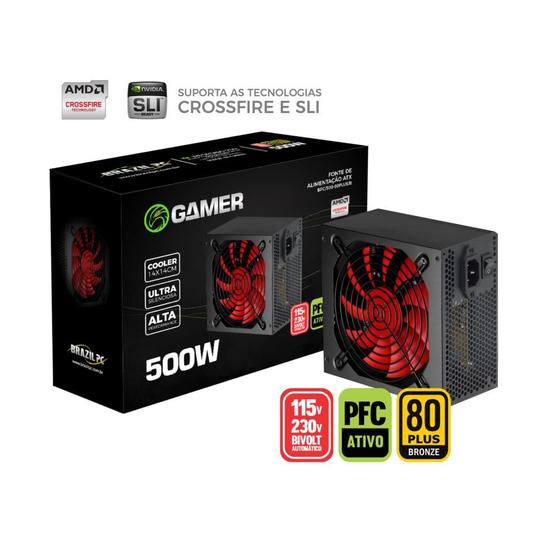 Fonte Atx 500W Real 80Plus Bronze BrazilPC BPC-500-80PLUS 24 Pinos Menor preço em Fonte Atx 500W Real 80Plus Bronze BrazilPC BPC-500-80PLUS 24 Pinos