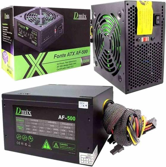 Imagem de Fonte Atx 500w Real  Dmix Preta Af-500