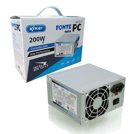 Imagem de Fonte ATX Para PC Conexão Sata Alta Performance 200W - KP-517 - Knup