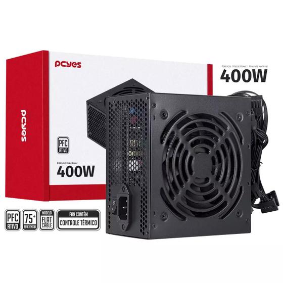 Imagem de Fonte ATX Pcyes Spark 400W - Cabo Flat- PFC Ativo 