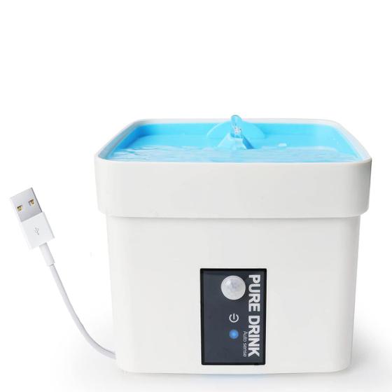Imagem de Fonte Bebedouro Agua Automatico Sensor Movimento 1,5 Litros Animais Gato Pet Caes Cachorro Filtro Limpeza Purifica Silencioso Hidrataçao Animais Bichi