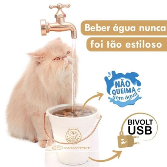 Imagem de Fonte Bebedouro Para Cães E Gatos Pets Automática Elétrica Torneira Mágica Magicat Com Suporte Bivolt Catmypet