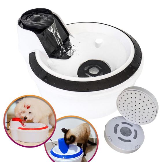 Imagem de Fonte Bebedouro Torneira De Água Para Cães Gatos Pets Cachorros Com Filtro Purificador De Água Automática Elétrica Capacidade De 2 Litros Petlon